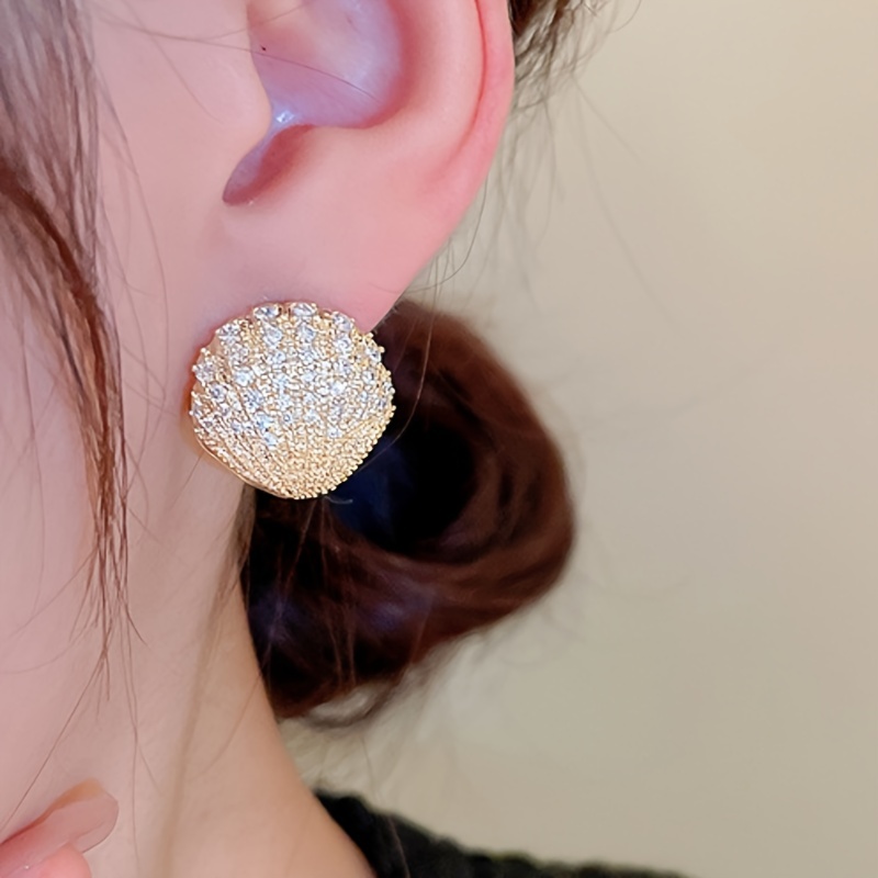 Sparkling Zirconia Shell Hoop Earrings, Party & Everyday Accessory